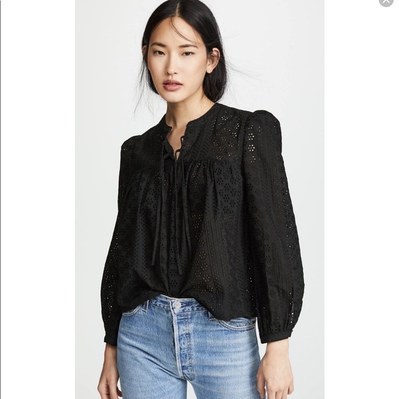 Madewell Eyelet Double-Tie Top in True Black - Picture 5 of 7